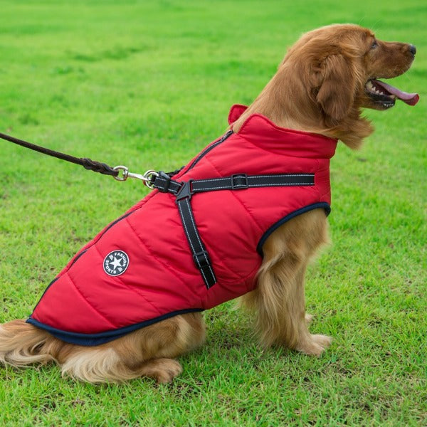 manteau-pour-chien-avec-harnais-intégré-rouge